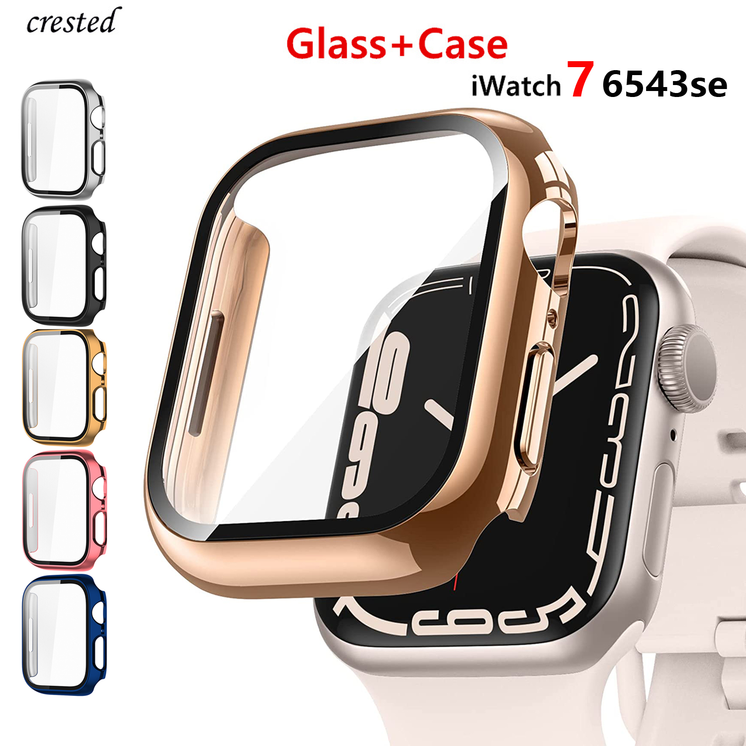 Smartwatch Band Accessories - Glass+cover For Apple Watch Case 44mm