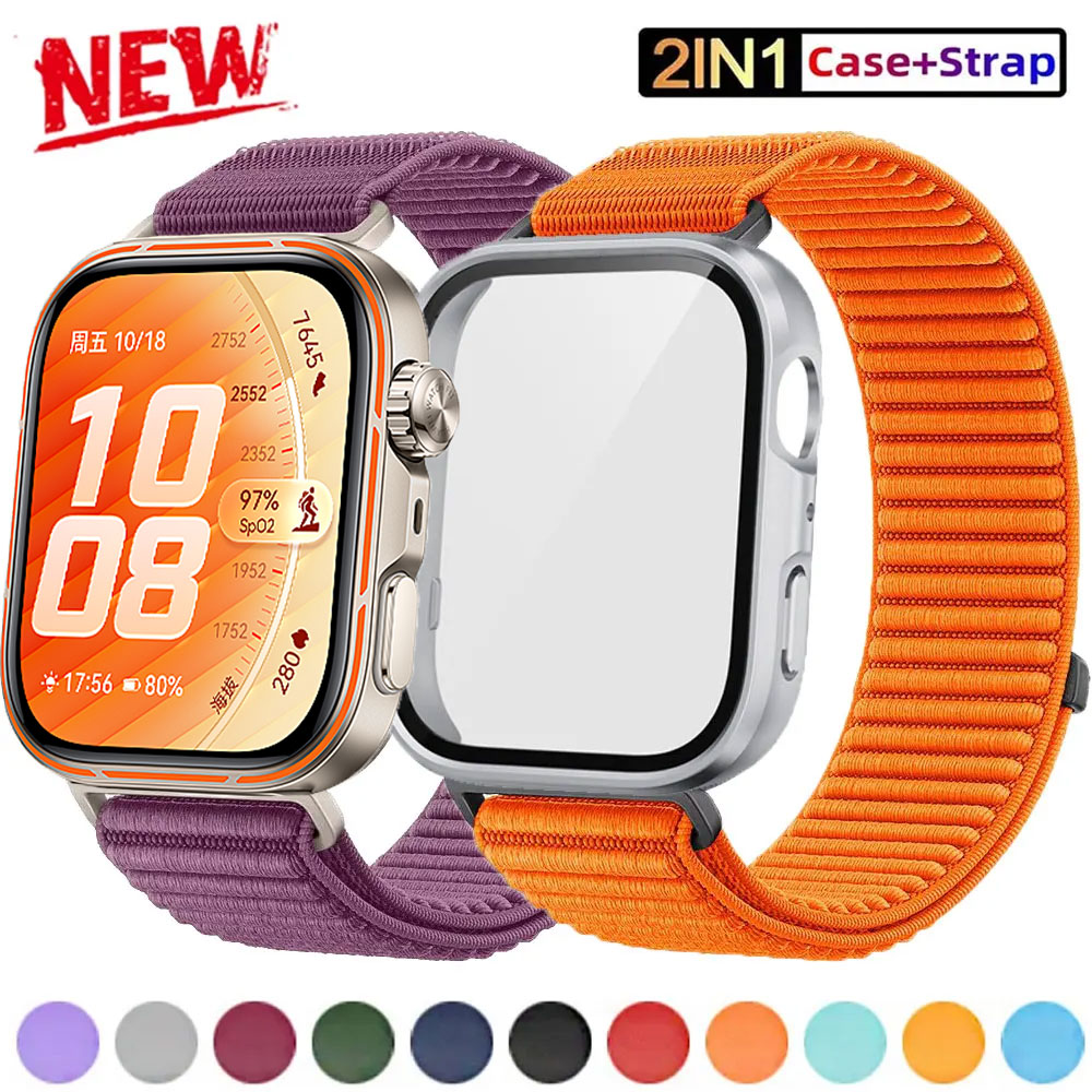 Smartwatch Band Accessories - Tempered Glass Case+Sport Strap For Huawei