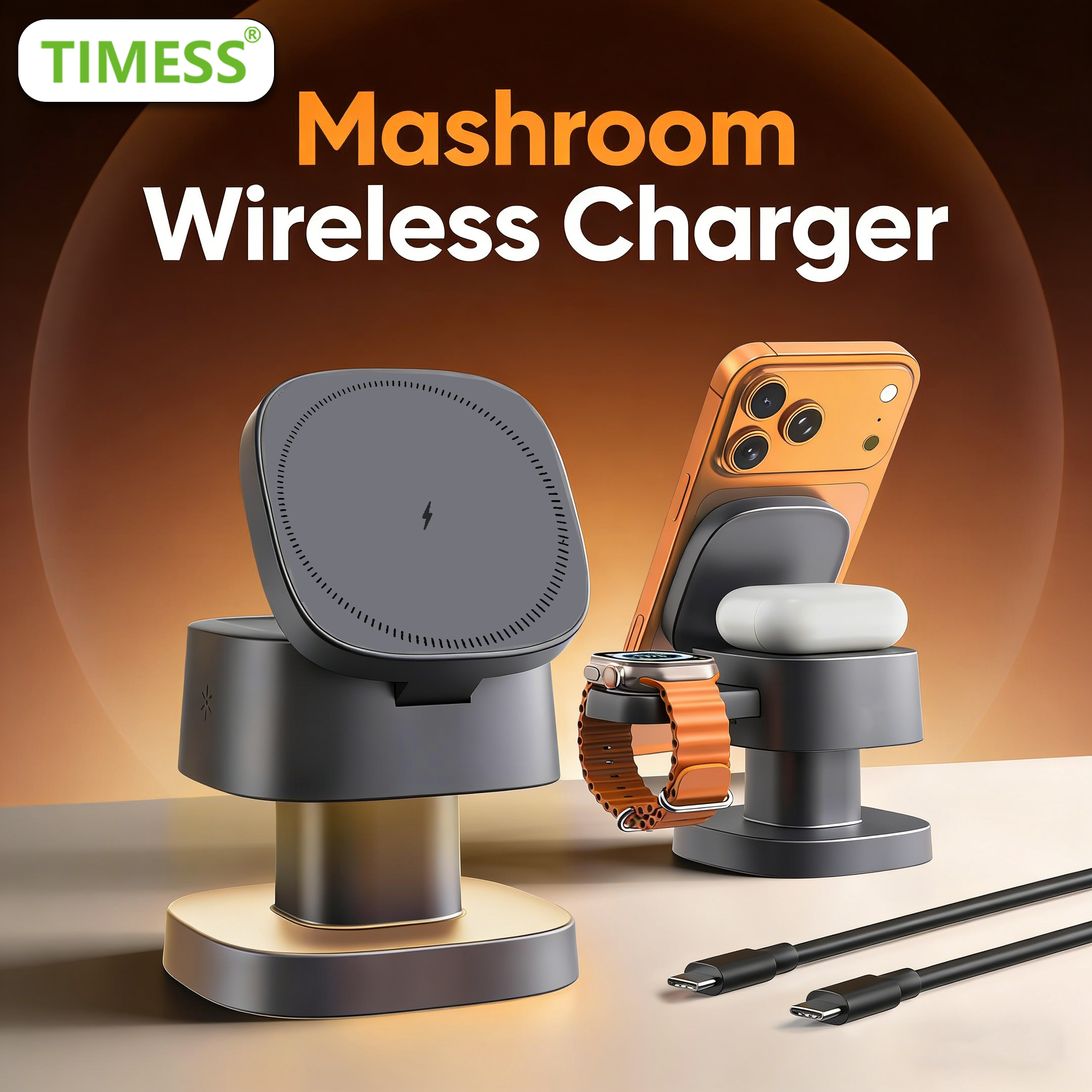 Smartwatch Ac - TIMESS Night Light Mashroom Wireless Charger